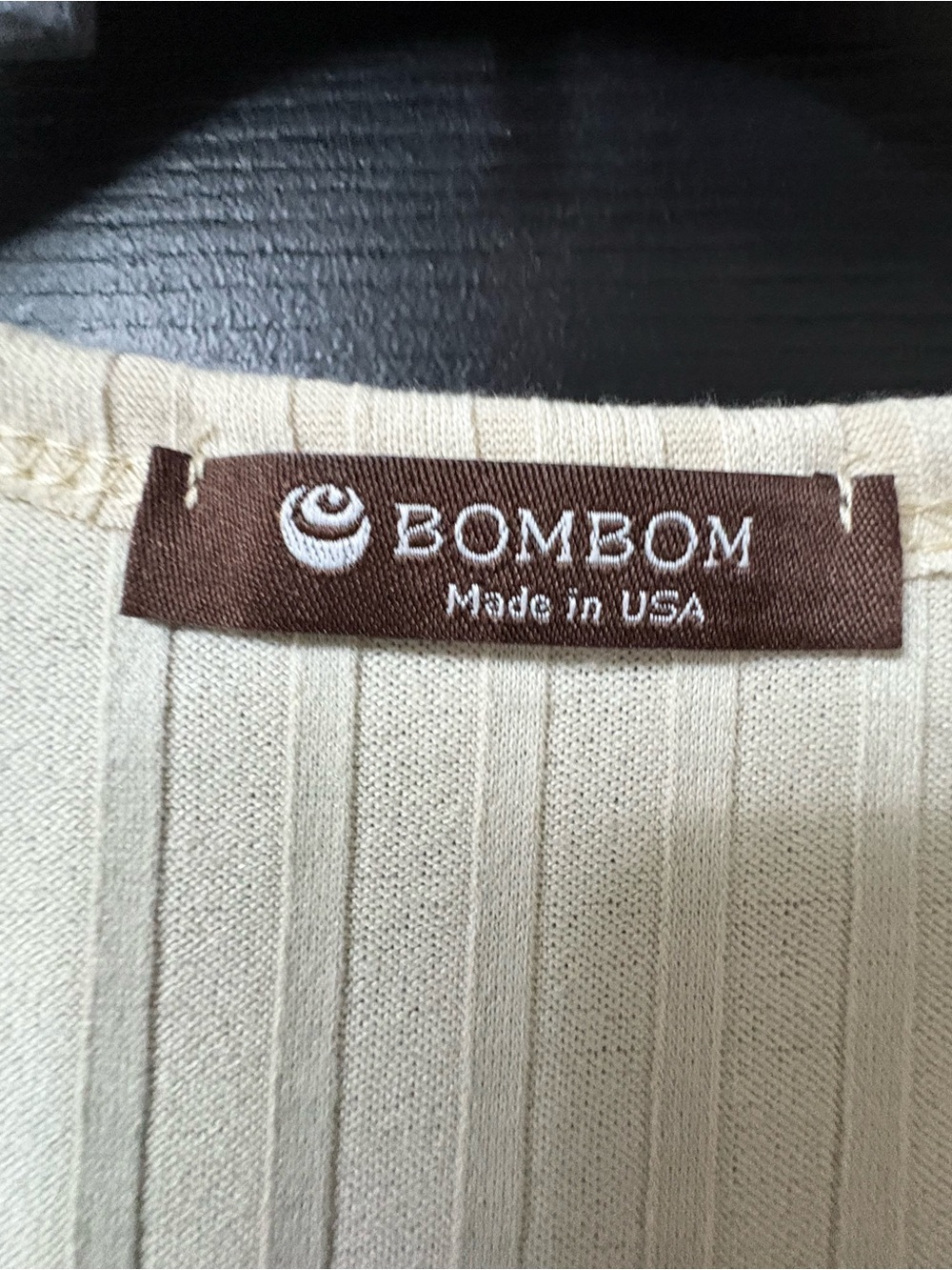 BomBom Cream Ribbed Button-Down Women's Top - Picture 2 of 4